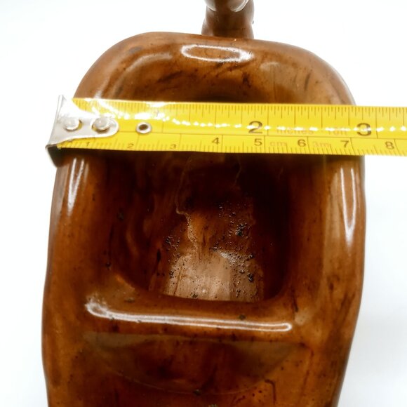 Vintage Cornucopia Horn of Plenty Pottery Dark Brown Ceramic Table Planter - Picture 10 of 11